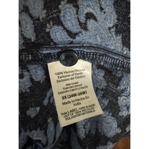 Terra Sky Womens Plus Tunic 3X Blue Pleated Goth Asymmetrical Hem Boho Holiday - Picture 7 of 11